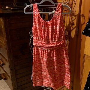 Orange and White Sleeveless Dress